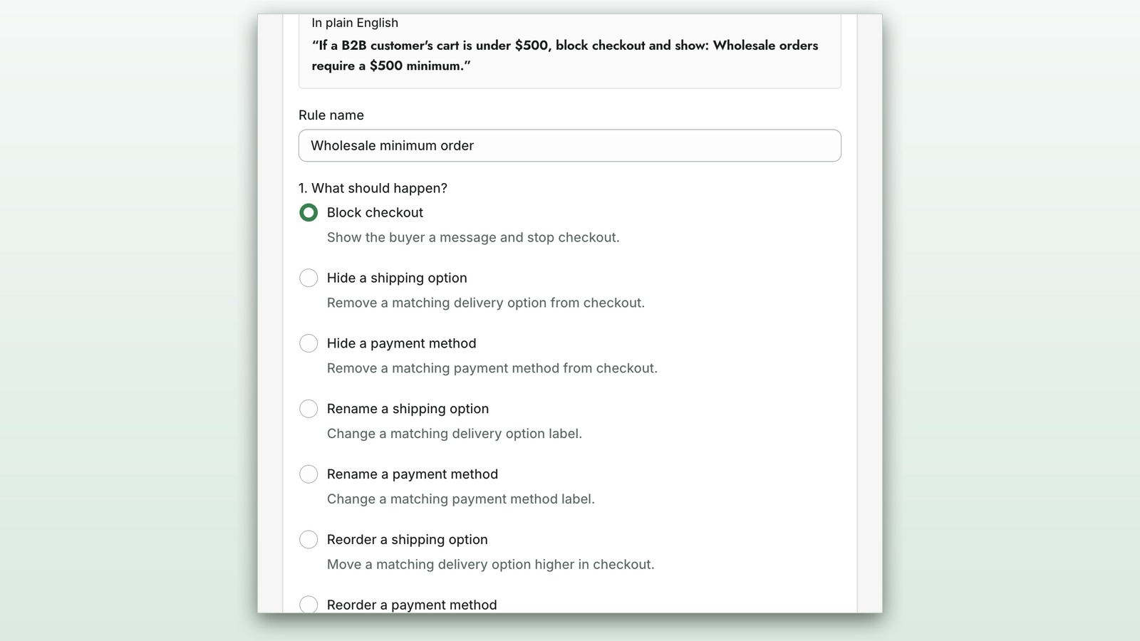 Checkout AI: B2B Checkout running in the Shopify admin
